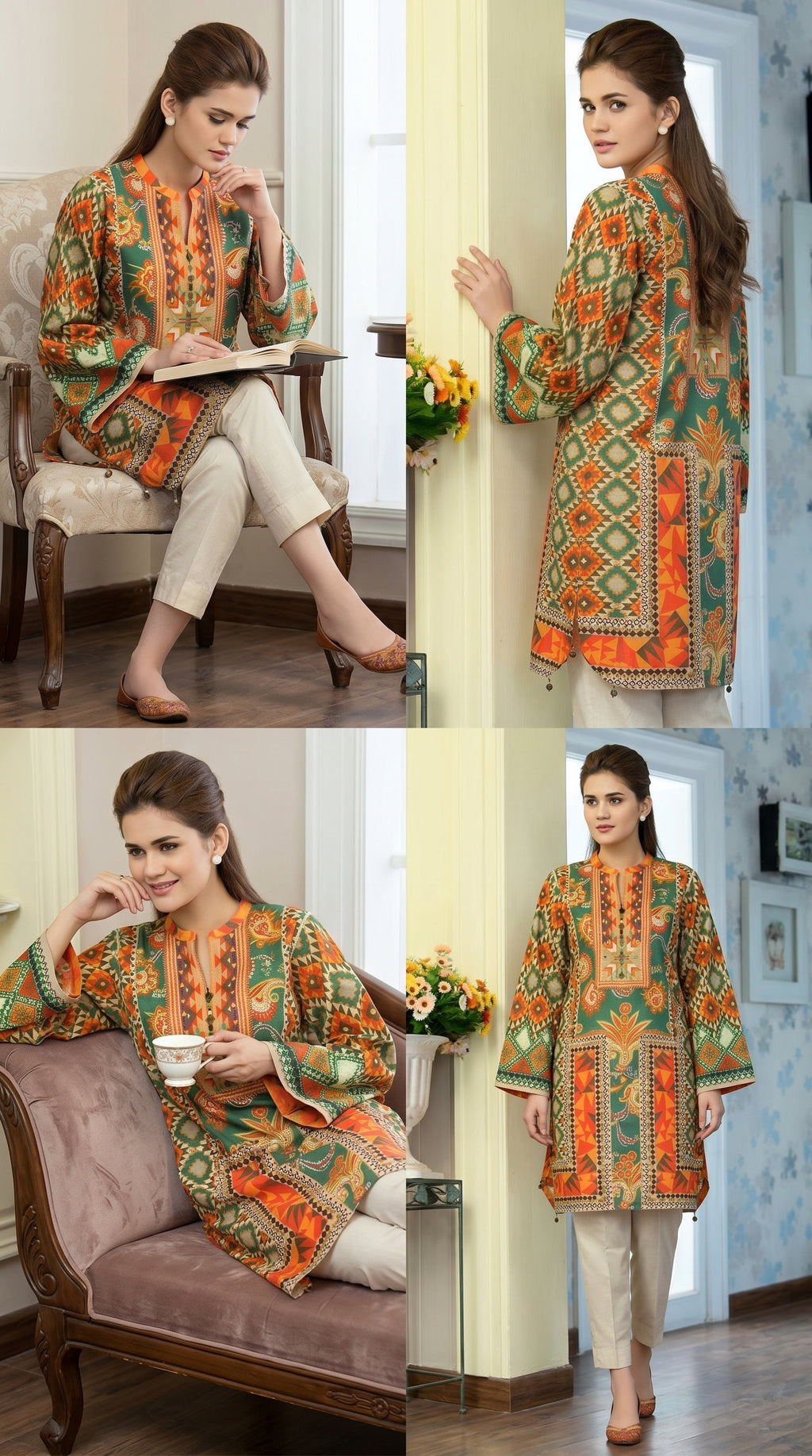 Unstitched Printed Swiss Lawn Shirt for Women Multicolor Paisley Design