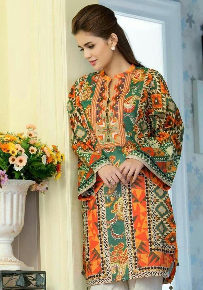 Unstitched Printed Swiss Lawn Shirt for Women Multicolor Paisley Design