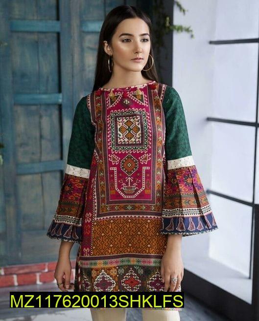 Unstitched Multicolor Printed Swiss Lawn Shirt for Women Summer Casual Wear