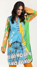 Unstitched Swiss Lawn Printed Shirt Blue Floral Summer Wear