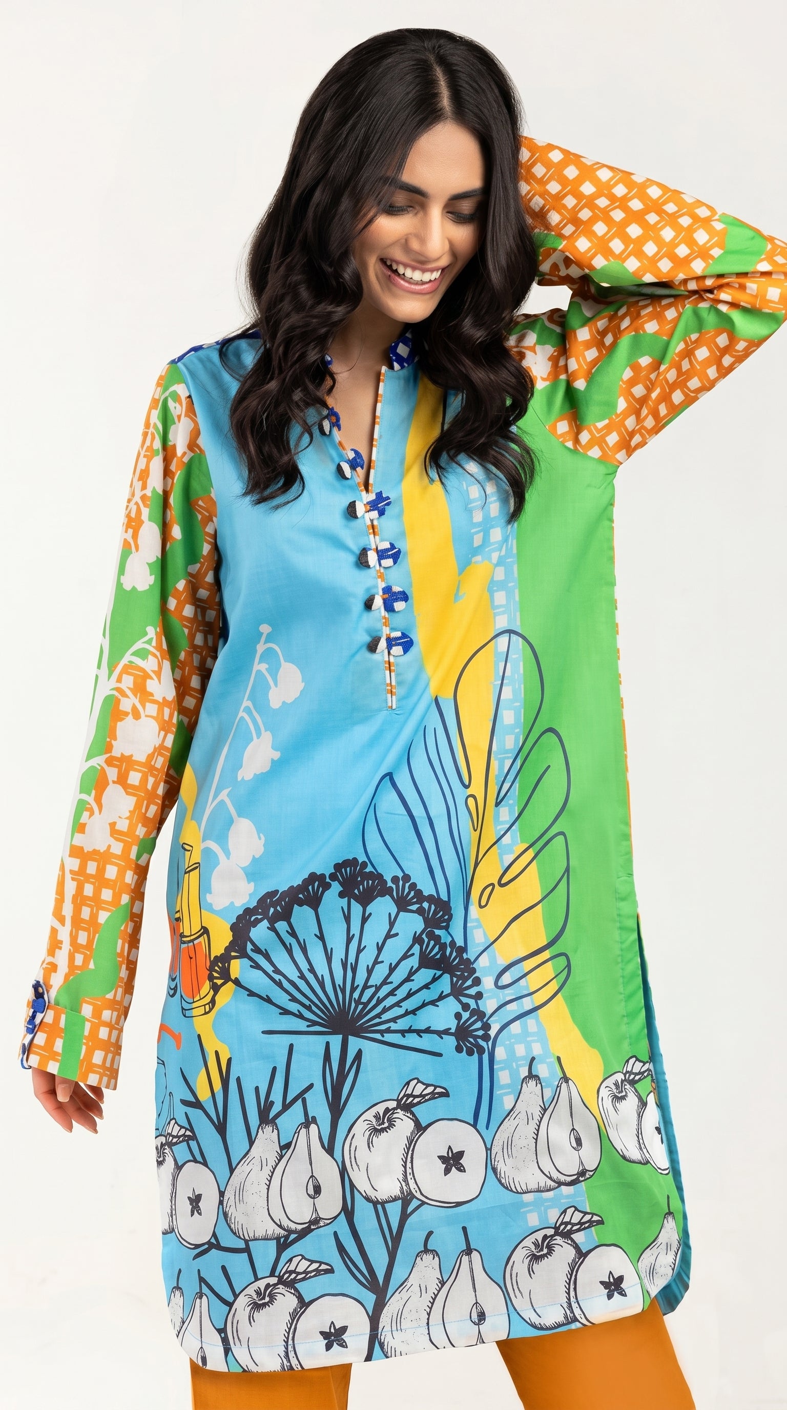 Unstitched Swiss Lawn Printed Shirt Blue Floral Summer Wear