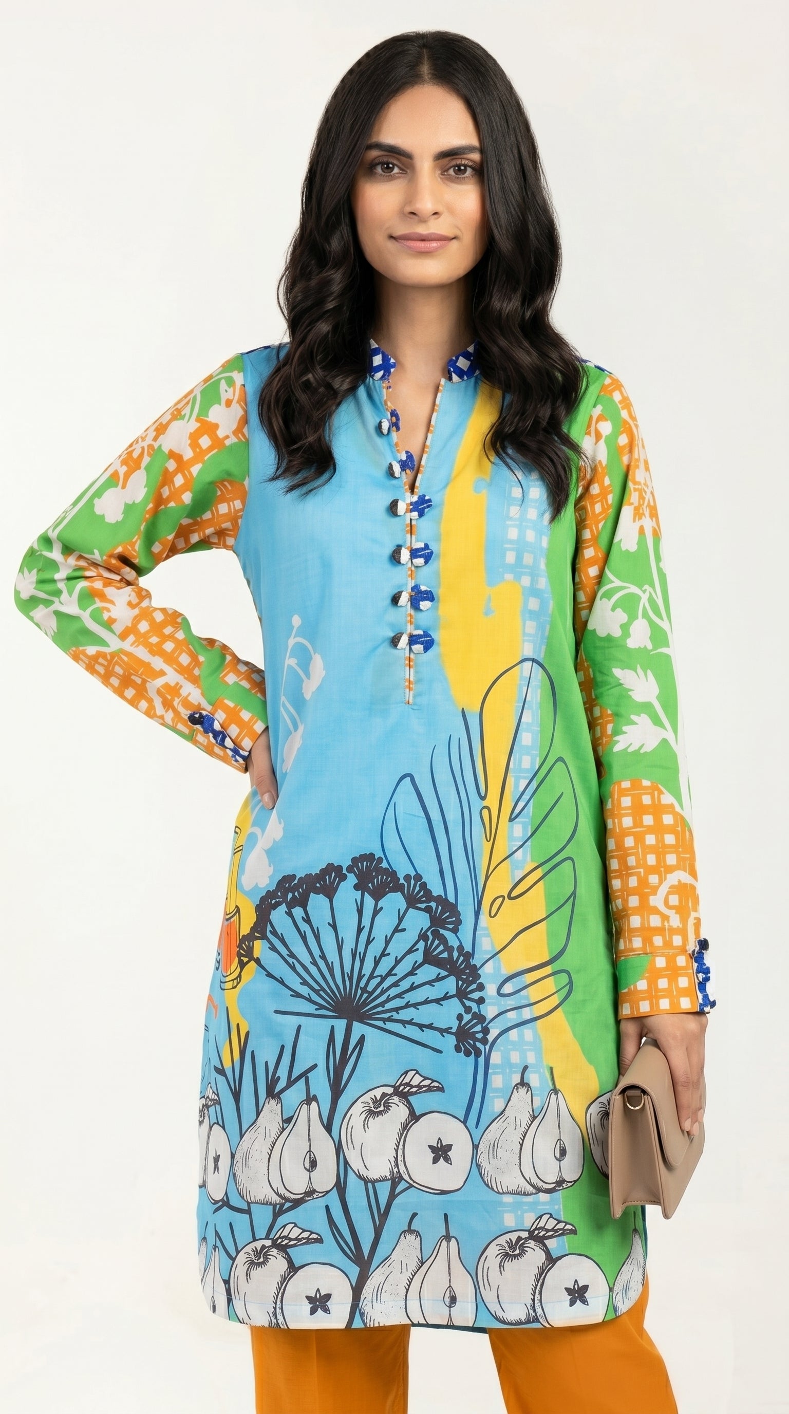 Unstitched Swiss Lawn Printed Shirt Blue Floral Summer Wear