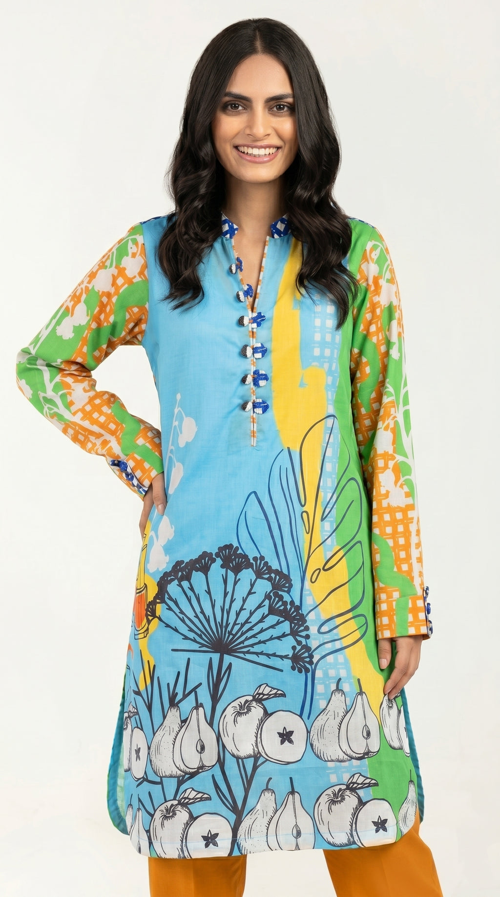 Unstitched Swiss Lawn Printed Shirt Blue Floral Summer Wear