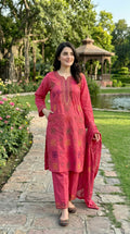 Unstitched - Only Shirt - Embroidered Pink thread Color